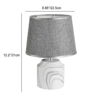 Contemporary Vintage Cylinder Vase Base Ceramic Fabric 1-Light Table Lamp For Bedroom