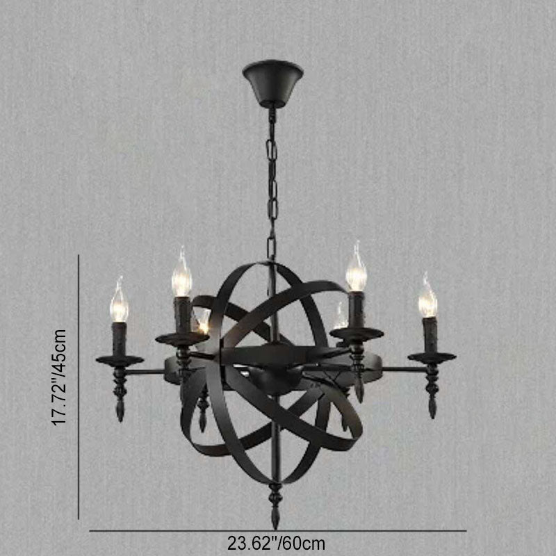 Traditional Colonial Round Ball Candelabra Iron 6/8 Light Chandelier For Living Room