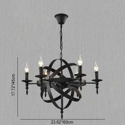 Traditional Colonial Round Ball Candelabra Iron 6/8 Light Chandelier For Living Room