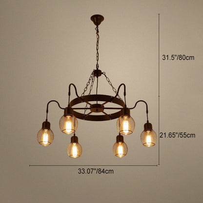 Traditional Colonial Round Mesh Iron 6/8/12 Light Chandelier For Living Room