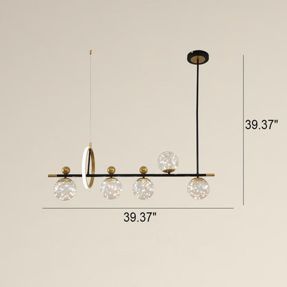 Nordic Light Luxury Round Ball Iron Glass LED Chandelier