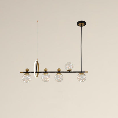 Nordic Light Luxury Round Ball Iron Glass LED Chandelier