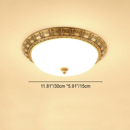 Modern Imitation Marble All Copper Circular 1-Light Flush Mount Ceiling Light