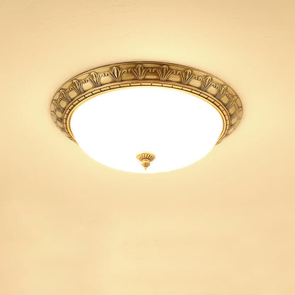 Modern Imitation Marble All Copper Circular 1-Light Flush Mount Ceiling Light
