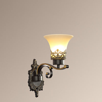 Scandinavian Modern Minimalist Flower Cup Glass Hardware 1-Light Wall Sconce Lamp