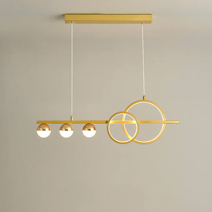 Modern Luxury Long Strip Round Globe Design LED Island Light Chandelier