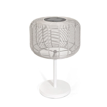 Contemporary Retro Solar Waterproof Weaving Rattan Metal Cylinder LED Landscape Lighting Outdoor Light For Outdoor Patio