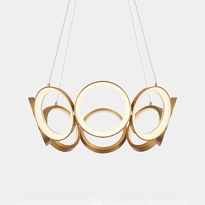 Contemporary Nordic Circle Round Iron Acrylic LED Chandelier For Living Room
