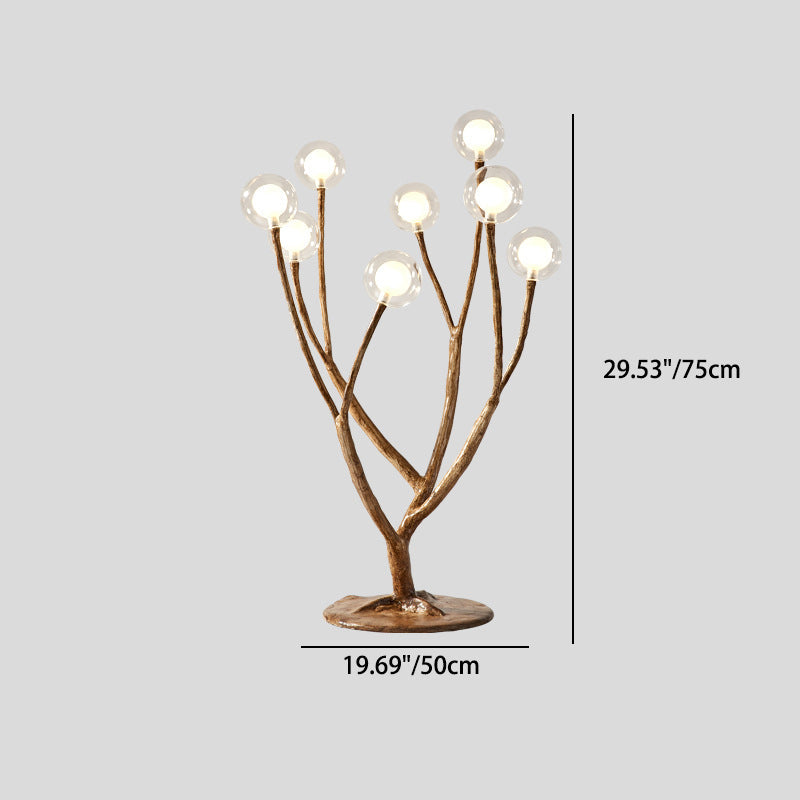 Contemporary Scandinavian Branch Polymer Metal Glass 8/12 Light Table Lamp For Bedroom