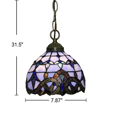 European Tiffany Purple Baroque Dome 1-Light Pendant Light