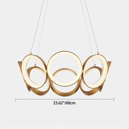 Contemporary Nordic Circle Round Iron Acrylic LED Chandelier For Living Room