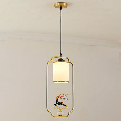Contemporary Luxury Zinc Alloy Enamel Cylindrical Shade 1-Light Pendant Light For Living Room