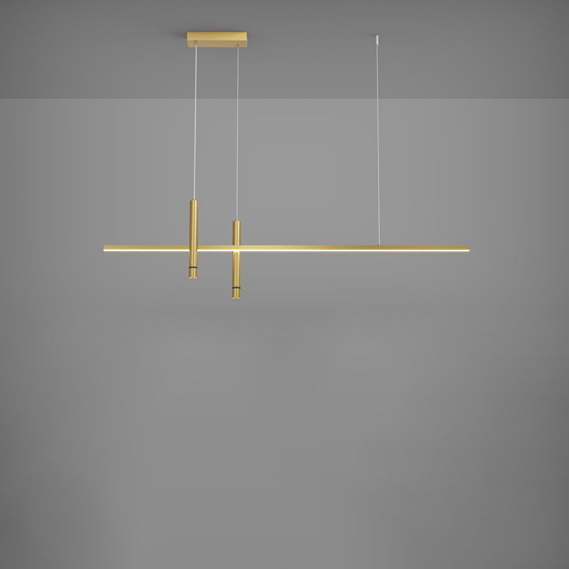 ثريا LED بتصميم هندسي مستقيم من الألومنيوم بتصميم بسيط وحديث لغرفة الطعام 