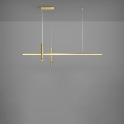 ثريا LED بتصميم هندسي مستقيم من الألومنيوم بتصميم بسيط وحديث لغرفة الطعام 