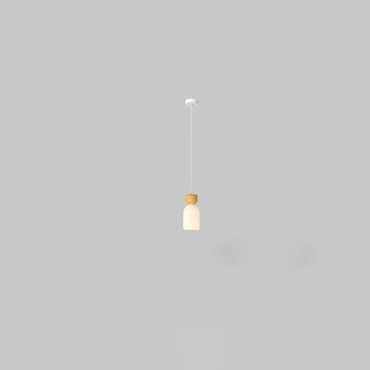 Contemporary Scandinavian Log Glass Round 1-Light Pendant Light For Bedroom