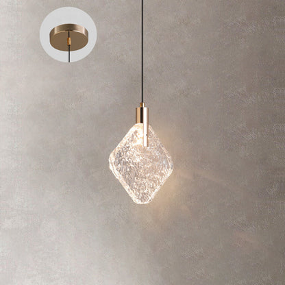 Modern Minimalist Diamond Round Trapezoid Aluminum Crystal LED Pendant Light For Bedroom