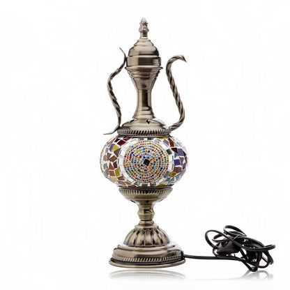 Turkish Vintage Handmade Glass Coffee Pot Design 1-Light Table Lamp