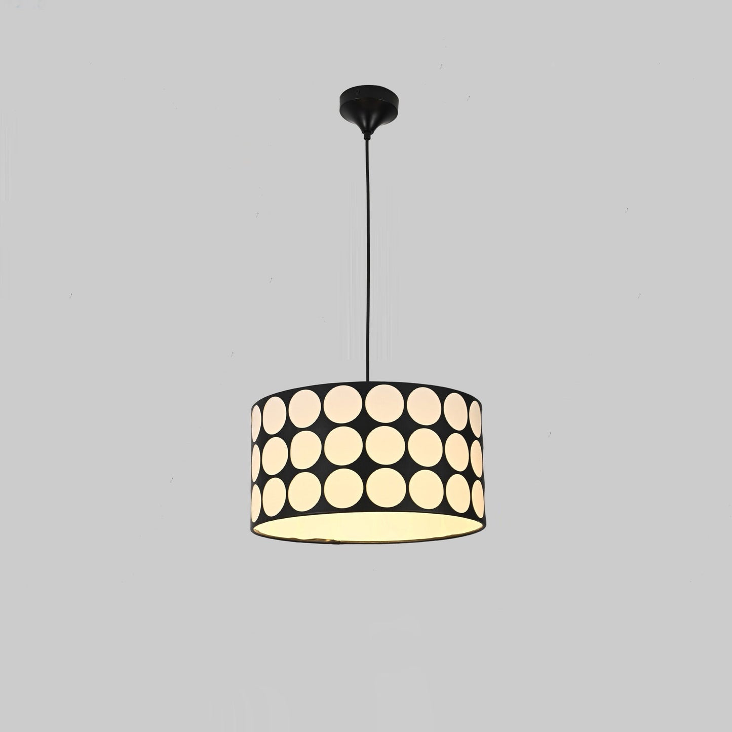 Contemporary Retro Drum Checkerboard Leather Lampshade 3-Light Pendant Light For Dining Room