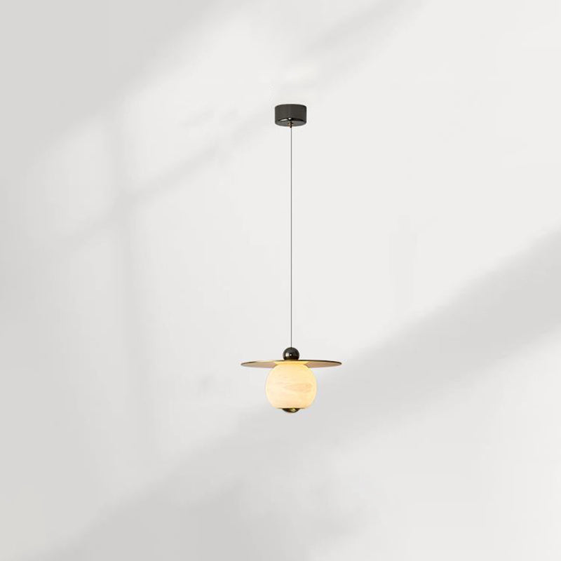 مصباح LED معلق كروي معاصر من الألومنيوم والرخام لغرفة المعيشة 