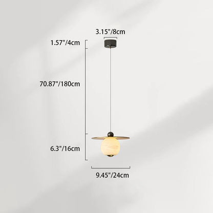 مصباح LED معلق كروي معاصر من الألومنيوم والرخام لغرفة المعيشة 