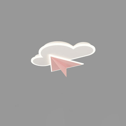 Modern Art Deco Kids Iron Acrylic Cloud Plane LED Flush Mount Ceiling Light For Bedroom