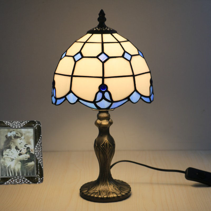 Traditional Tiffany Resin Glass Umbrella Shape 1-Light Table Lamp For Bedroom