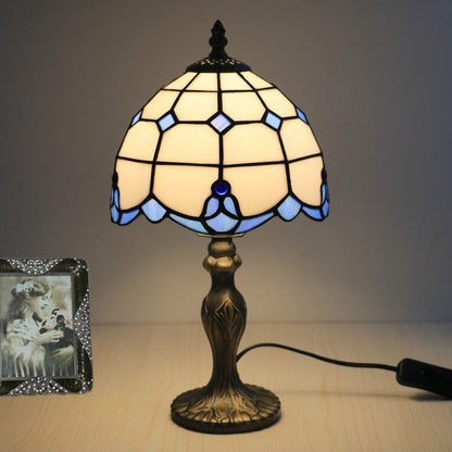 Traditional Tiffany Resin Glass Umbrella Shape 1-Light Table Lamp For Bedroom