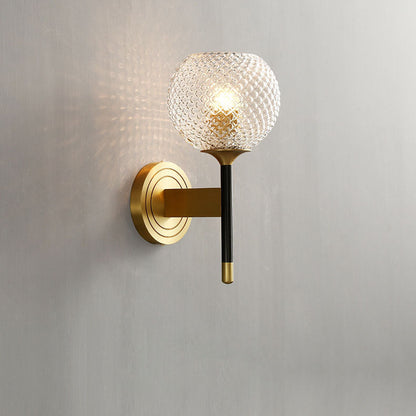 مصباح حائطي فاخر من Nordic Light مصنوع بالكامل من النحاس والزجاج بنصف ضوء 