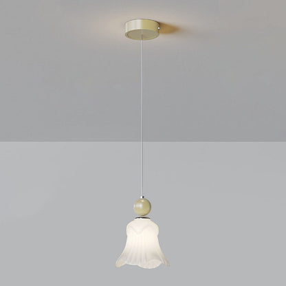 Modern Simplicity Iron Glass Long Line Flower Ball 1-Light Pendant Light For Bedroom
