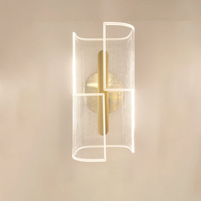 Modern Luxury Iron Acrylic Skeletonized Column Cut Lozenge Line LED Wall Sconce Lamp For Hallway