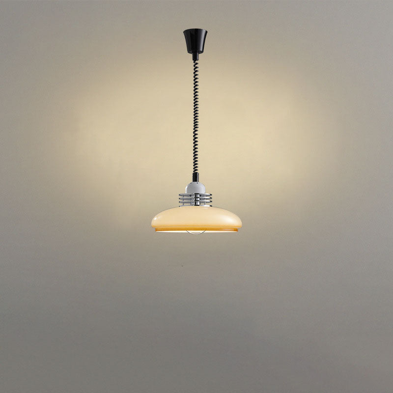 Japanese Minimalist Hardware Glass Round Head Retractable 1-Light Pendant Light