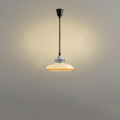 Japanese Minimalist Hardware Glass Round Head Retractable 1-Light Pendant Light