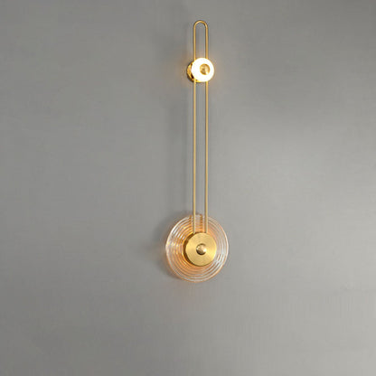 Modern Art Deco Water Grain Glass Shade Iron Long Pole LED Wall Sconce Lamp For Living Room