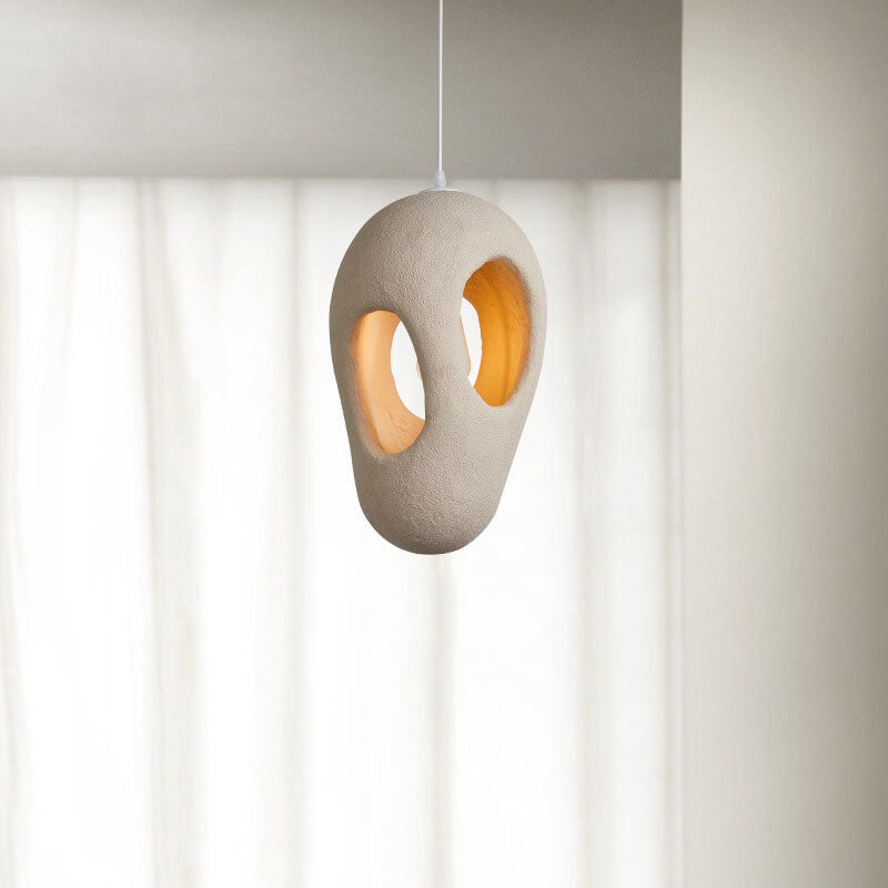 Japanese Wabi-sabi Resin Geometric Circle 1-Light Pendant Light