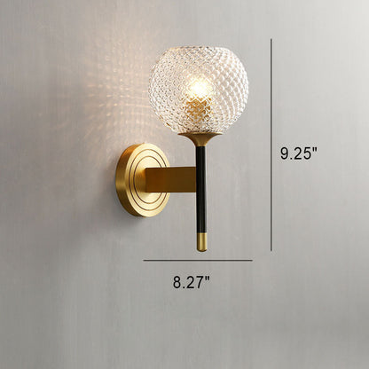 مصباح حائطي فاخر من Nordic Light مصنوع بالكامل من النحاس والزجاج بنصف ضوء 