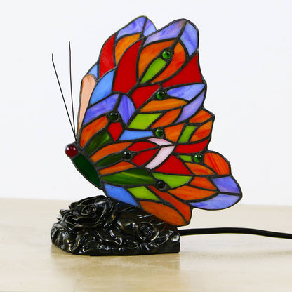 Vintage Tiffany Glass Butterfly Shape Night Light 1-Light Table Lamp