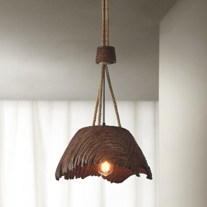 Traditional Vintage Round High Density Polystyrene 1-Light Chandelier For Living Room