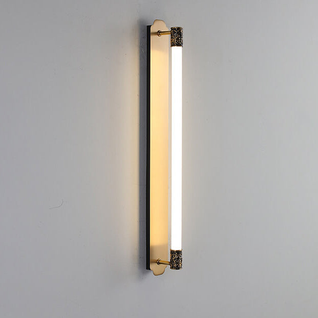 Modern Minimalist All Copper Straight Strip LED Wall Sconce Lamp