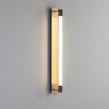 Modern Minimalist All Copper Straight Strip LED Wall Sconce Lamp
