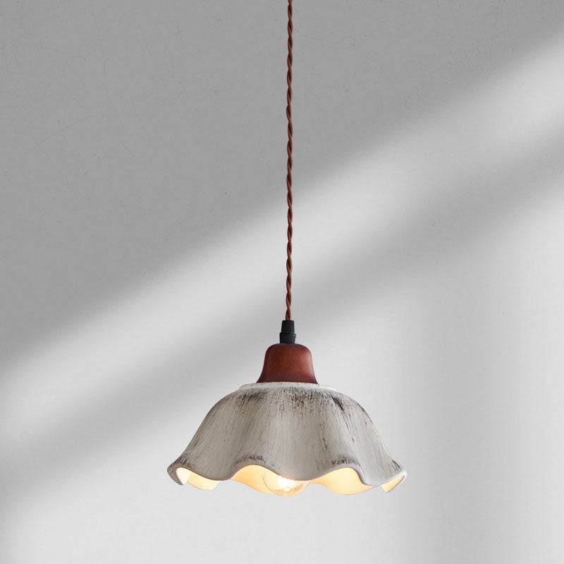 Modern Vintage Ceramic Solid Wood 1-Light Pendant Light