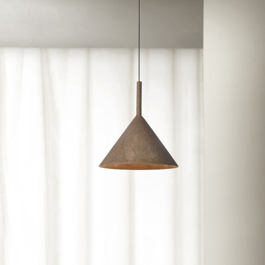 Traditional Vintage Cone Round Trapezoidal Steel 1-Light Pendant Light For Living Room