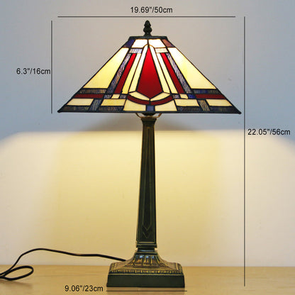Traditional Tiffany Conic Diamond Deer Alloy Glass 1-Light Table Lamp For Study