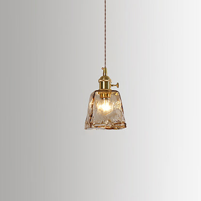 Vintage Amber Glass 1-Light Pendant Light