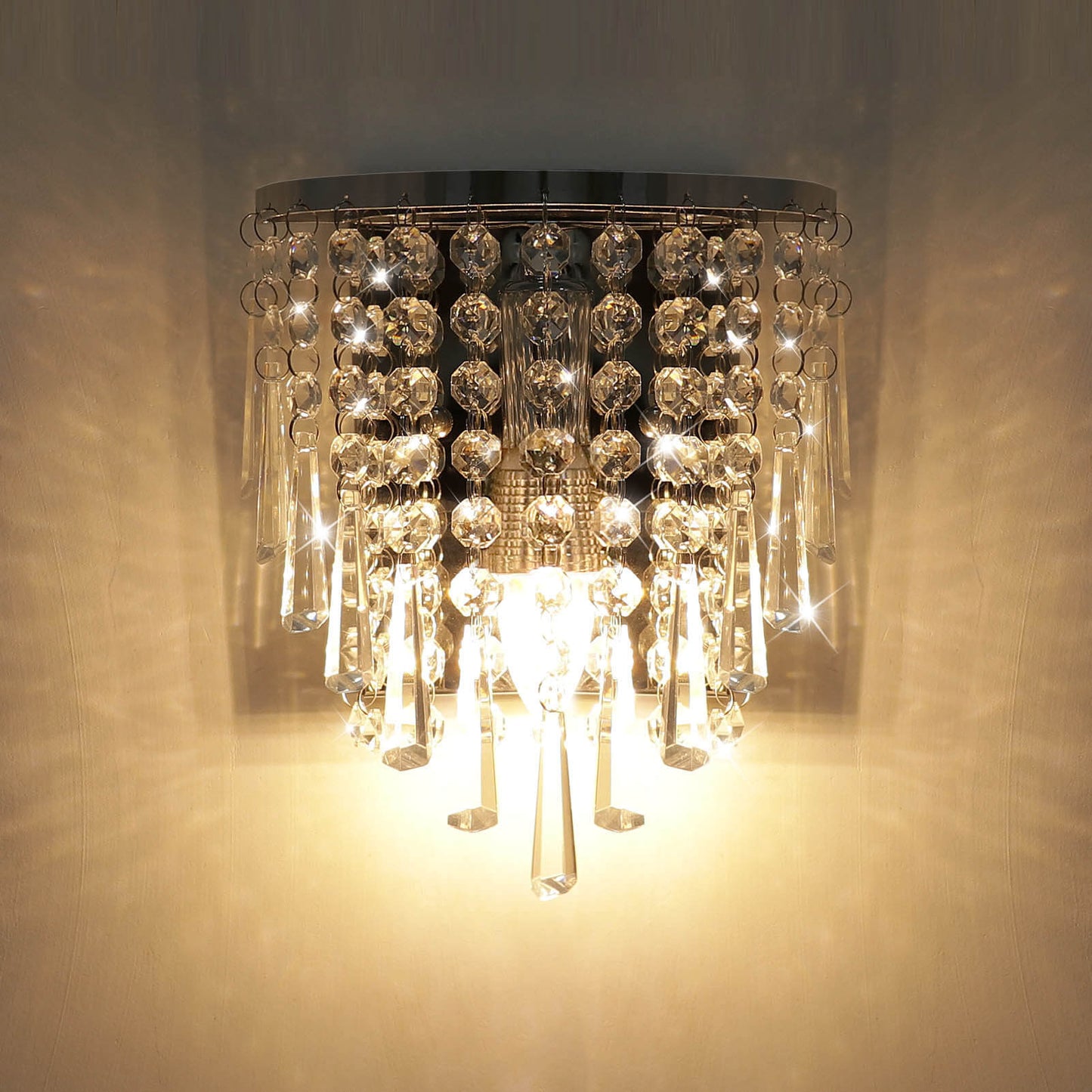 Nordic Luxury Chrome Crystal Curtain Design 1-Light Wall Sconce Lamp