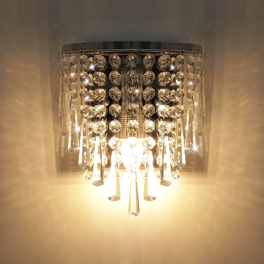 Nordic Luxury Chrome Crystal Curtain Design 1-Light Wall Sconce Lamp
