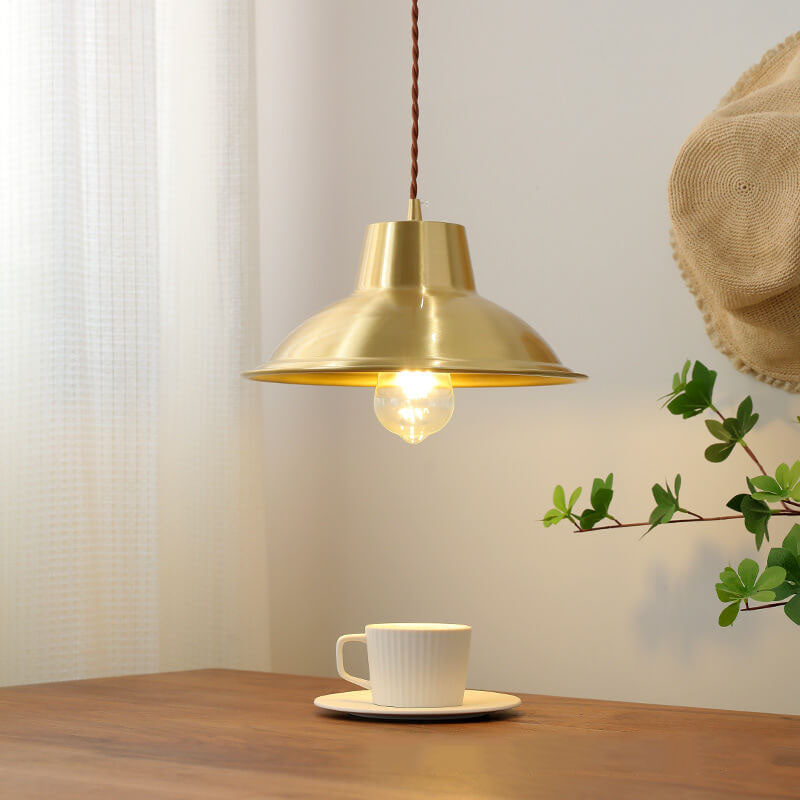 Japanese Minimalist Brass 1-Light Pendant Light