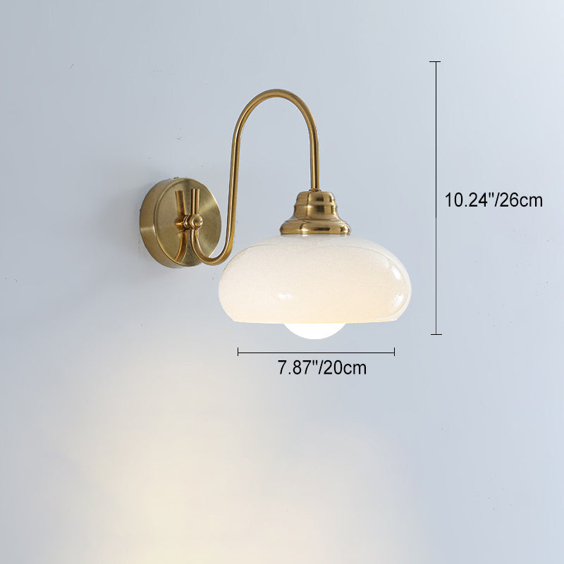 Traditional French Iron Ceramic Ball Ribbed Flower Bud 1-Light Wall Sconce Lamp For Bedside