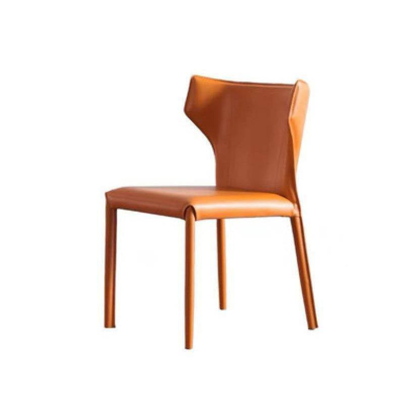 Modern Minimalist Square Artificial Leather Carbon Steel Frame Dining Chair Wing Back Armless For Dining Room
