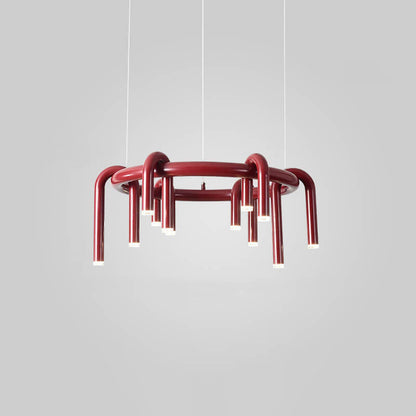Modern Mid-Century Iron Geometric Line Combination LED Chandelier For Living Room
