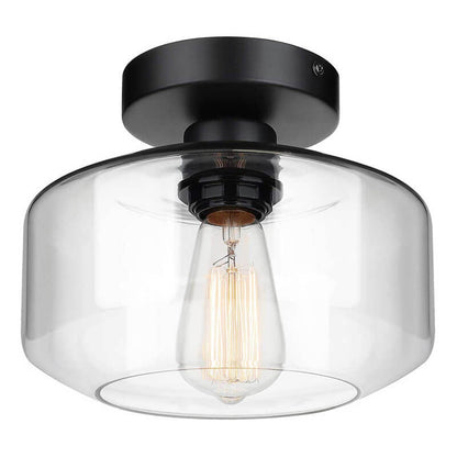 Modern Simplicity Glass 1-Light Semi-Flush Mount Ceiling Light For Bedroom